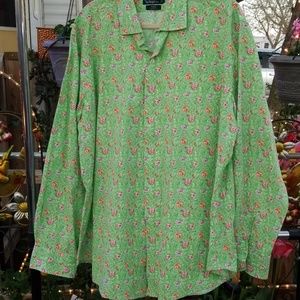 POLO BY RALPH LAUREN GREEN FLORAL DRESS SHIRT